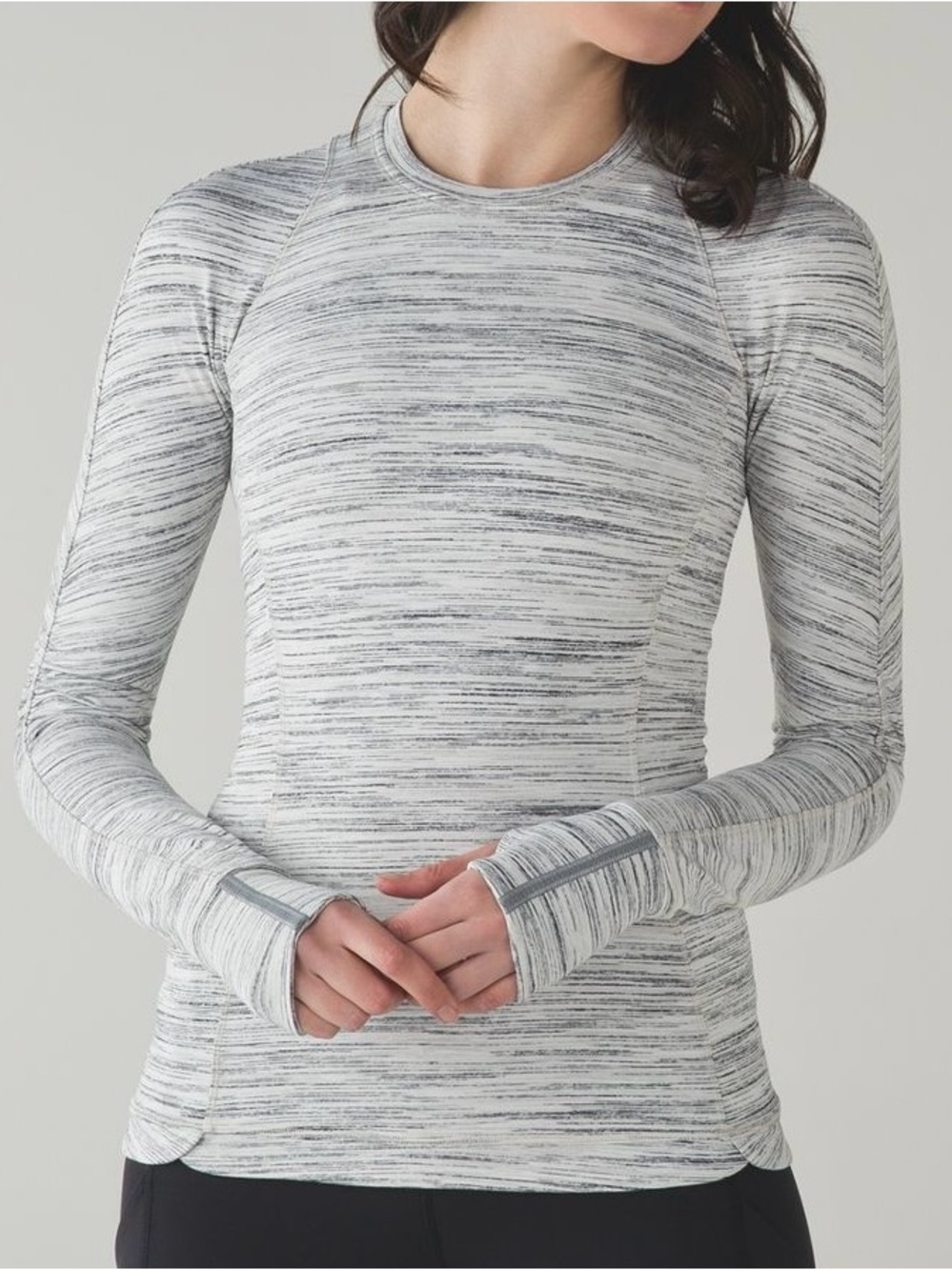 Lululemon Runderful Long Sleeve Shirt Grey White Space Dye Size 8